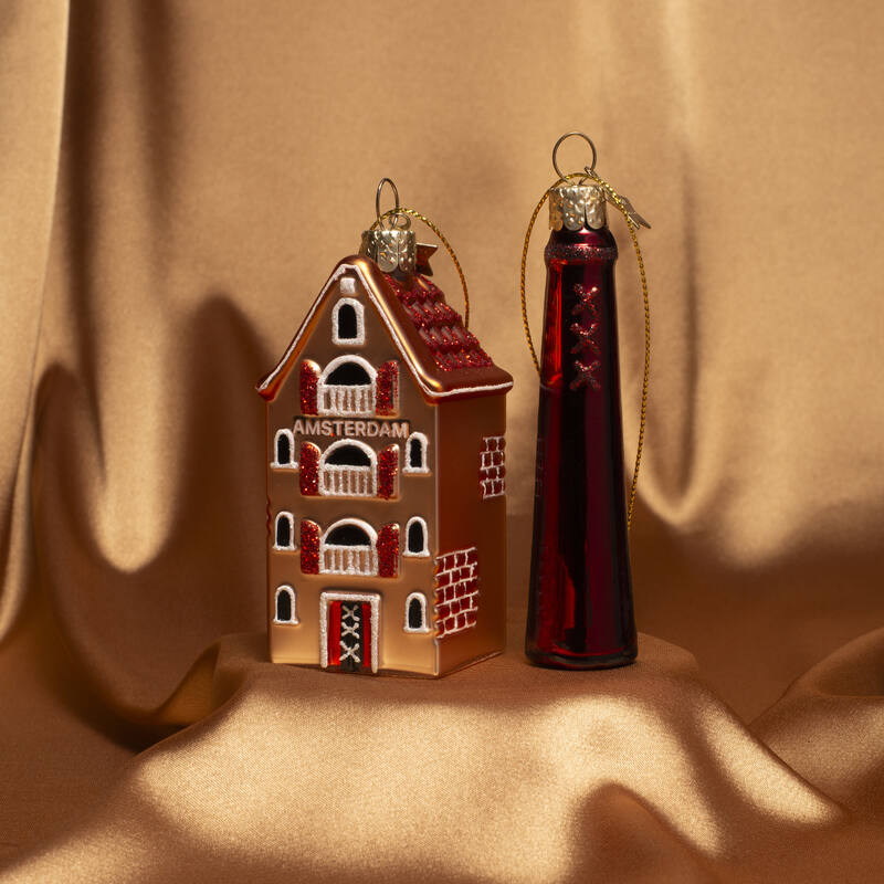 Ornament glass gold canal house H9cm