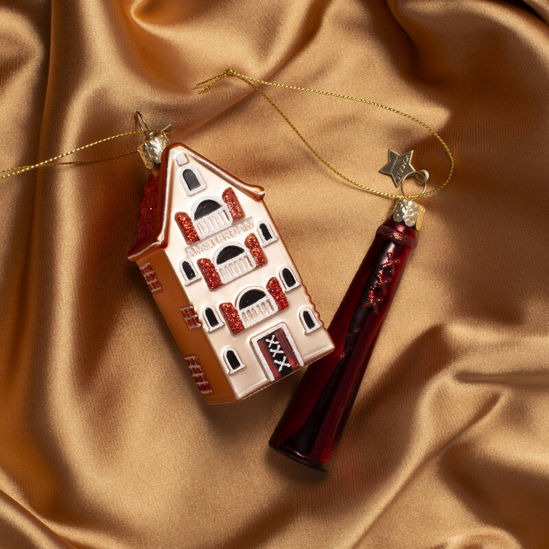 Ornament glass burgundy Amsterdammertje H10cm