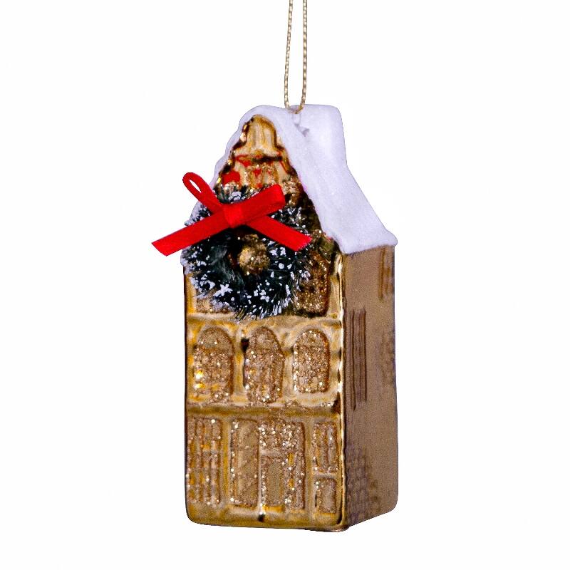 Ornament glass gold canal house H9cm