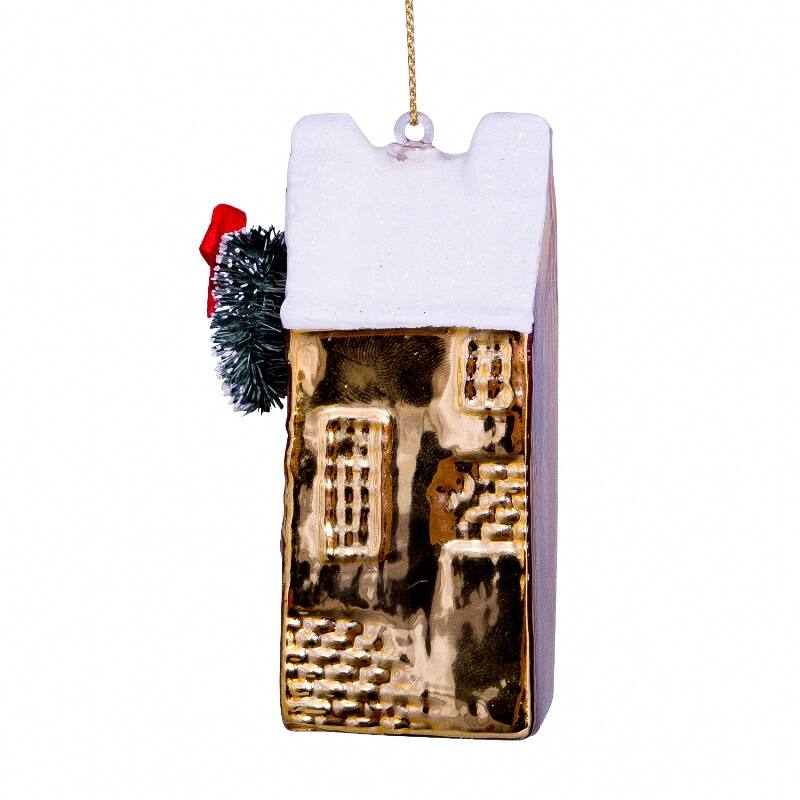 Ornament glass gold canal house H9cm