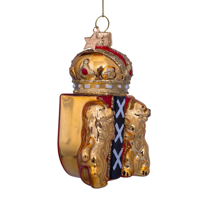 Ornament glass gold shield of Amsterdam H9.5cm