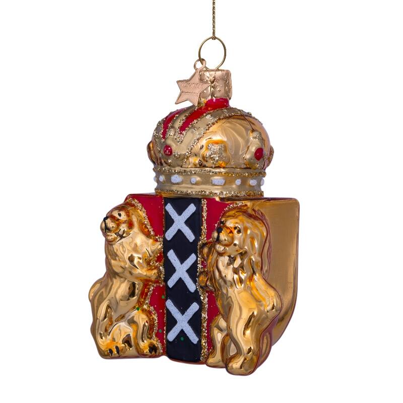 Ornament glass gold shield of Amsterdam H9.5cm