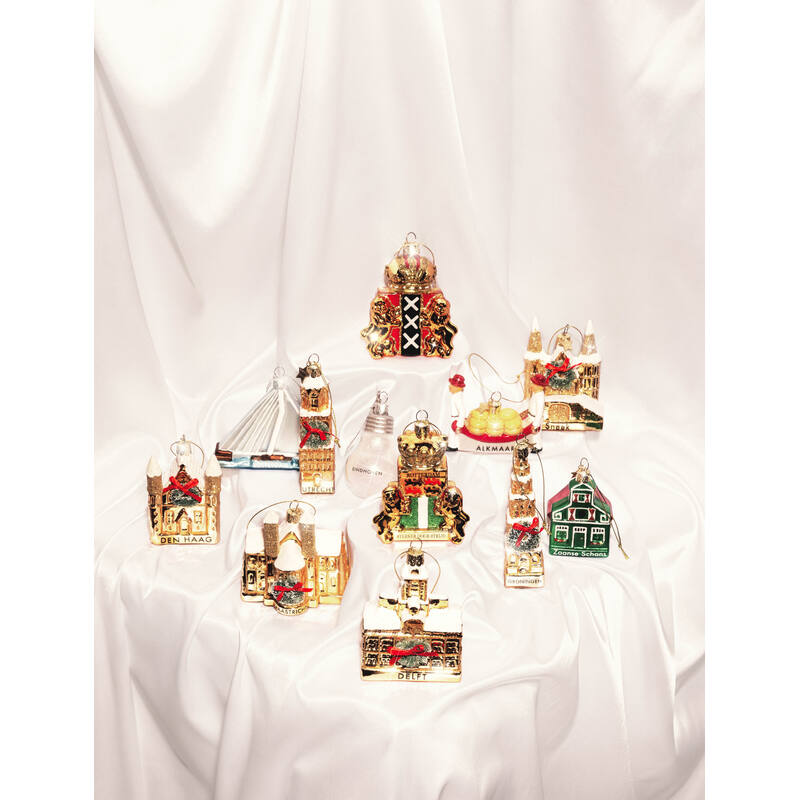 Ornament glass gold shield of Amsterdam H9.5cm